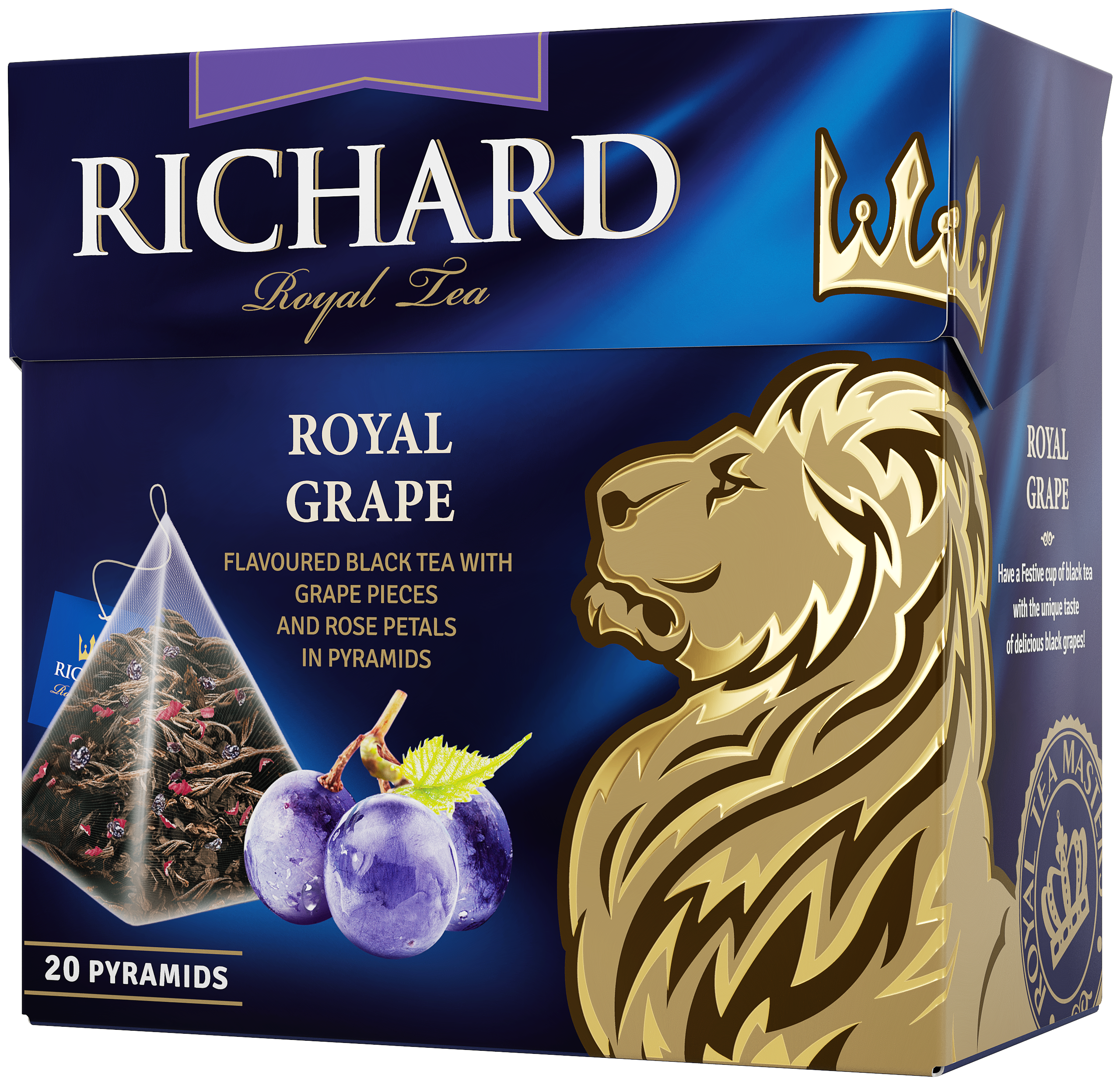 Richard "Royal Grape", black flavored large leaf tea, 20 pyramids