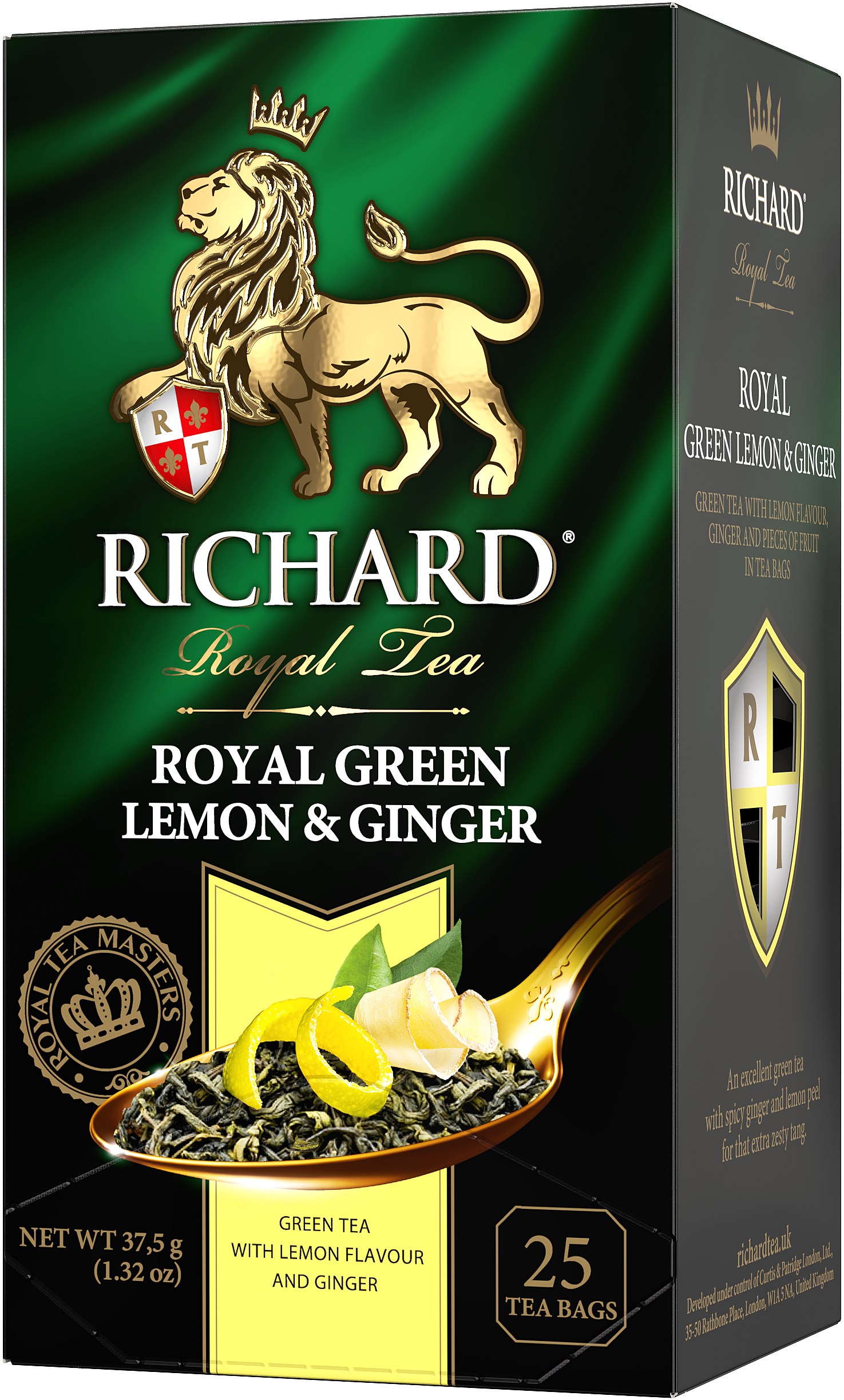 Richard Royal Green Lemon & Ginger tea, 25 sachets