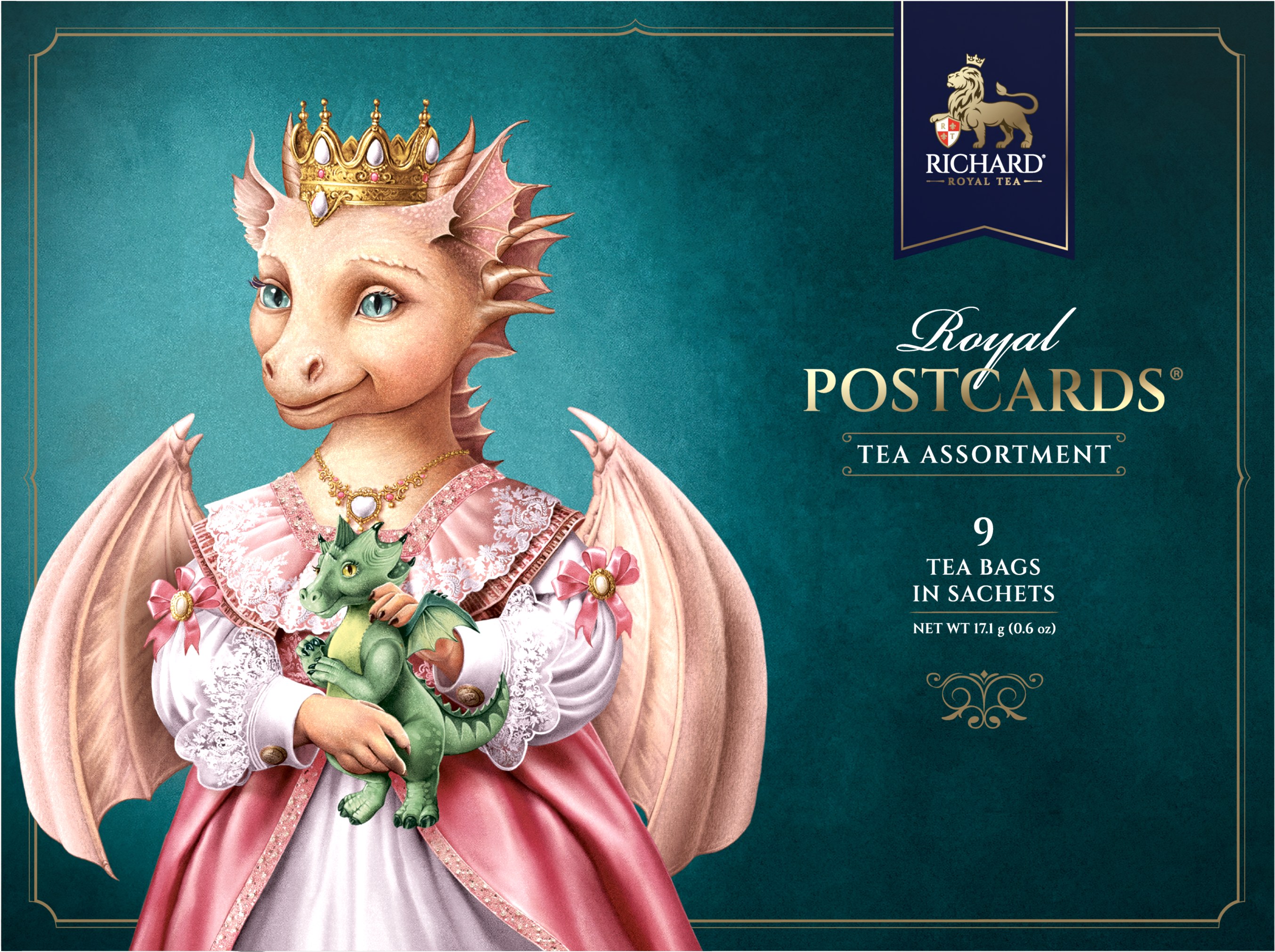 Royal Postcards Tea Assortment, Year of the Royal Dragon Princess, assorted tea - 9 sachets